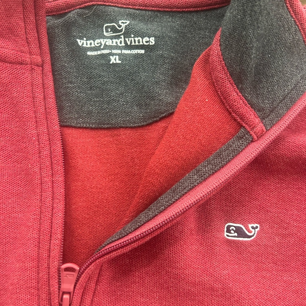 Vineyard Vines Burgundy and Gray Quarter-Zip